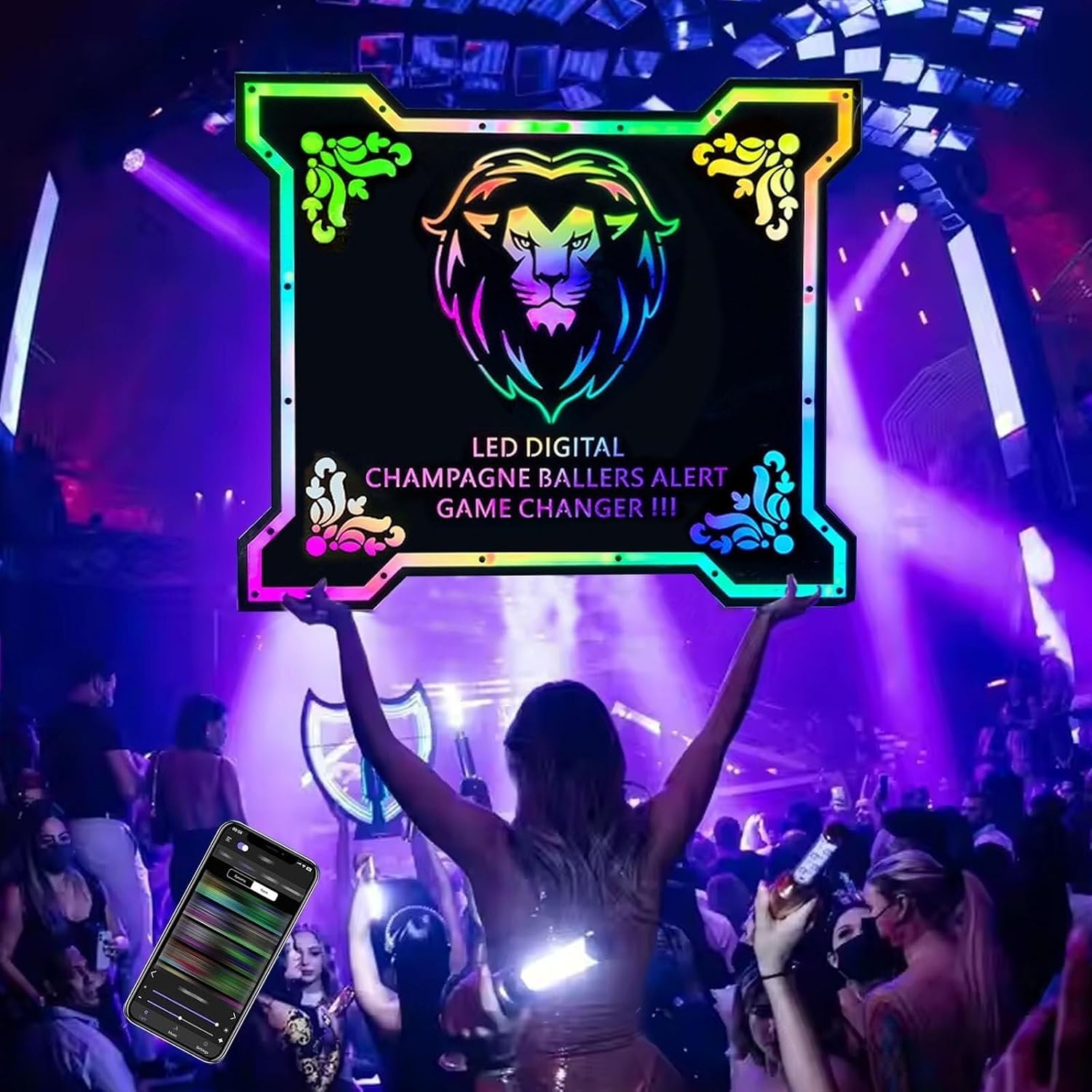 Bottle Service Sign, Ace of Spades Champagne Drinks Beer VIP Bottle Presenter, Bottle Service Lights, Glow Bar Wine Bottle Stand