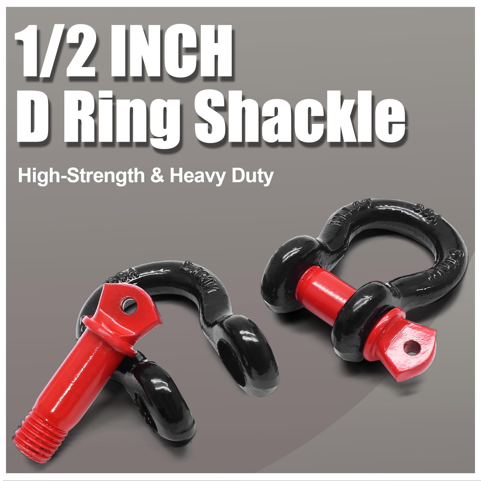 Winch Shackles 2-Pack 1/2 Inch D-Ring Shackles - 2 Ton Capacity Alloy ...