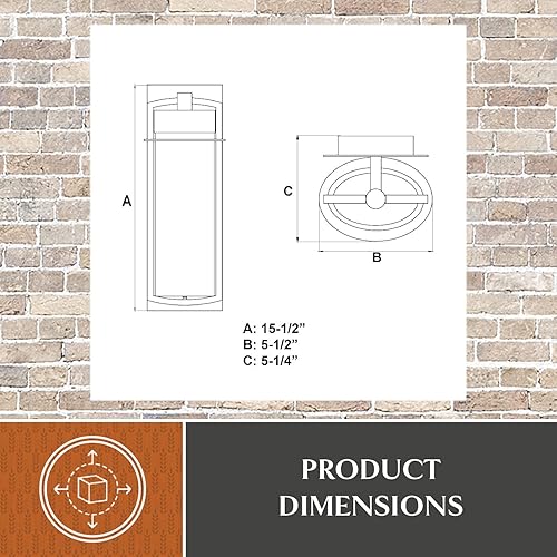 Miniatura 3 de VAXCEL Logan - Linterna de pared LED cilíndrica moderna con pantalla de vidrio transparente, lámpara de pared LED para exteriores para porche o