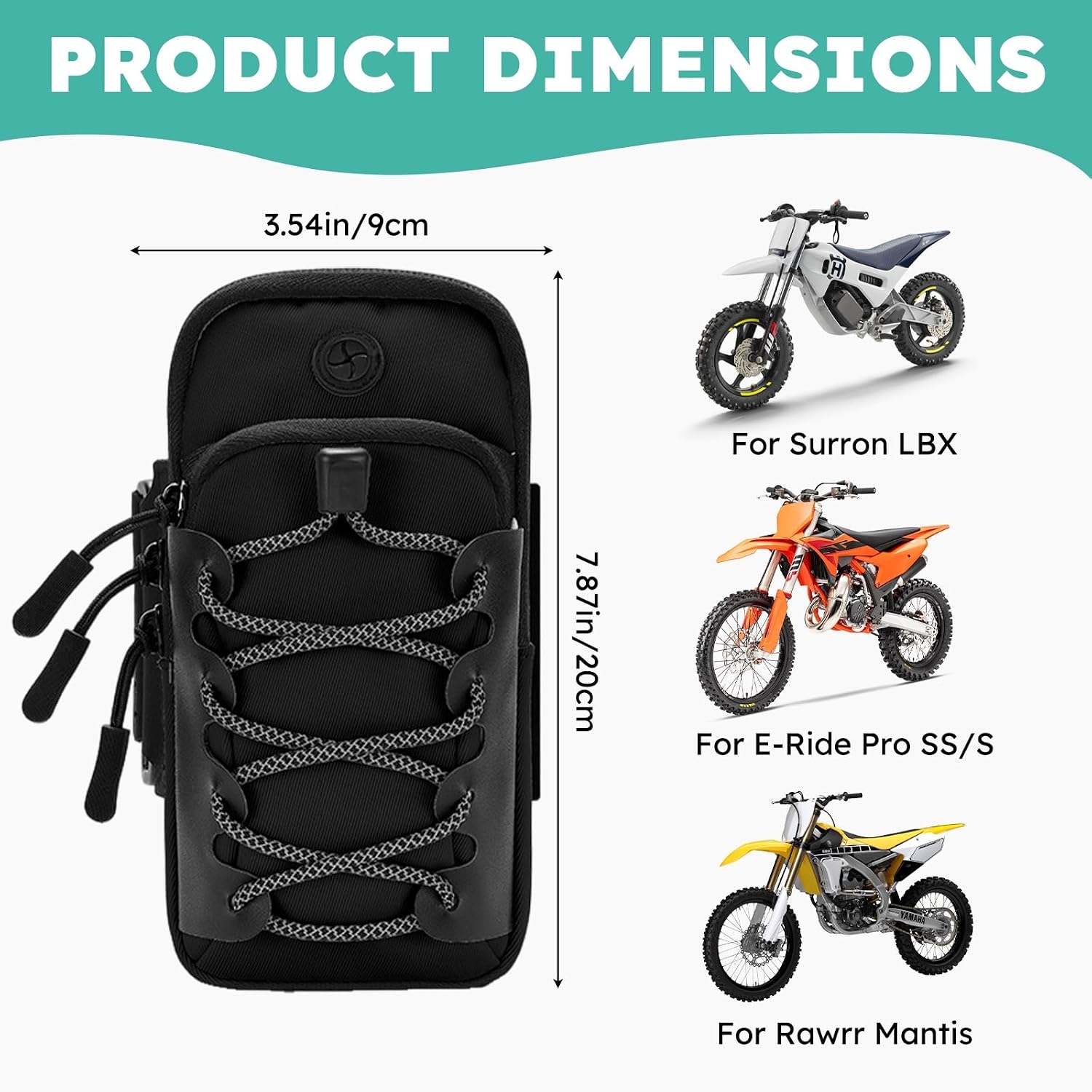 Electric Dirt Bike Ebike Bag for Surron Lbx/Tutti/Tuttio Soleil 01, E Bike Phone Pouch Parts Accessories, Dirtbike Motorcycle Front Battery Frame Bag Storage Stuff for Talaria/ Eride Pro(Black)