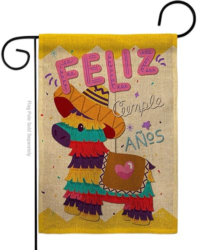 Miniatura 1 de Bandera de jardín de arpillera de Feliz Cumpleaños, regalo de pastel de cumpleaños, regalo de ramo de caramelos, ocasión de aniversario, fiesta,