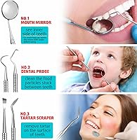 Vista 5 de G.CATACC Herramientas dentales, removedor de placa para dientes, kit de herramientas de limpieza dental de metal, kit de higiene de cuidado bucal