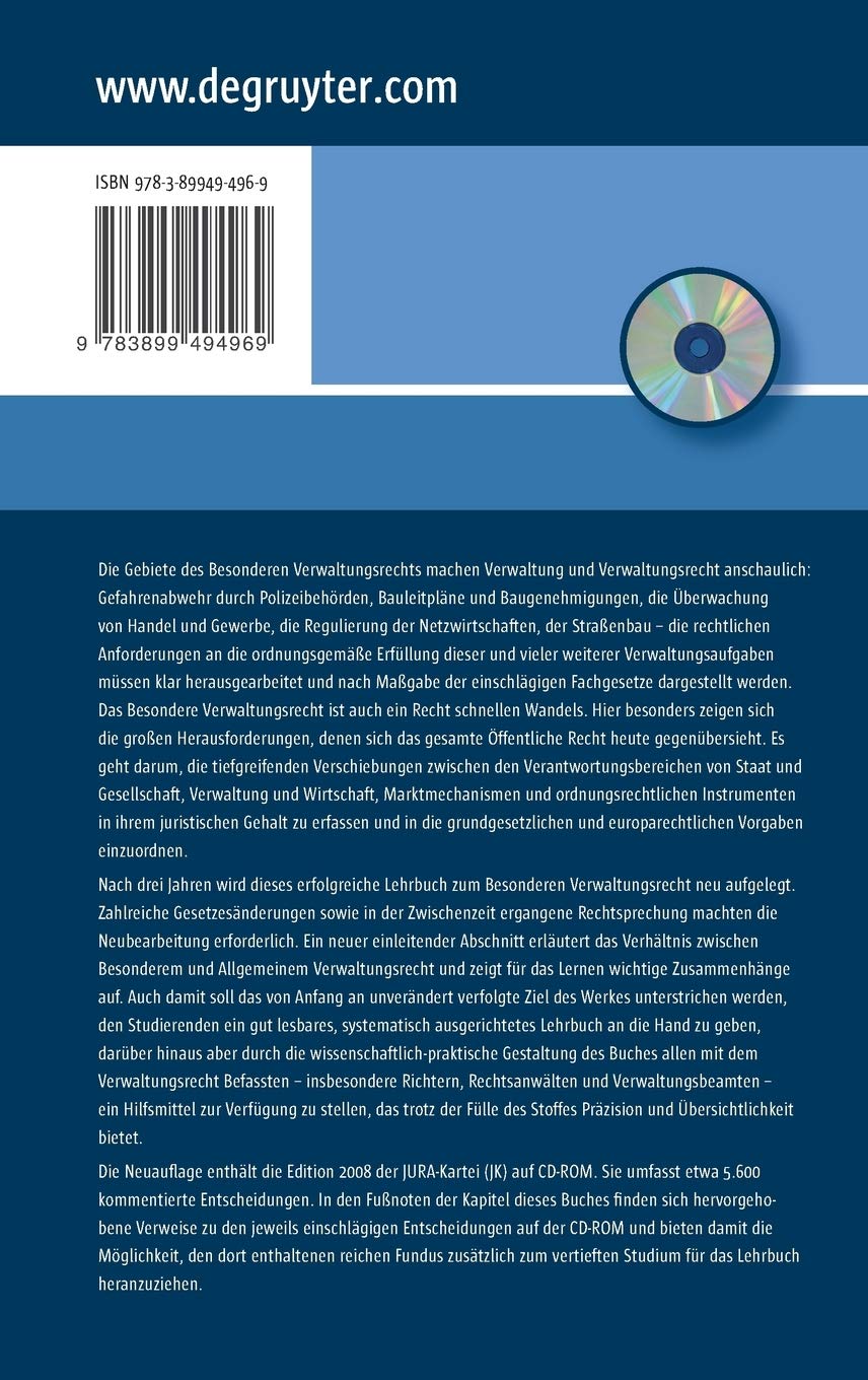Besonderes Verwaltungsrecht: Mit Jura-Kartei (JK) auf CD-ROM (De Gruyter Lehrbuch)