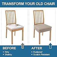 Vista 7 de Smiry Juego de 4 fundas de asiento impermeables para sillas de comedor, tela jacquard elástica, extraíble y lavable, fundas protectoras de asiento