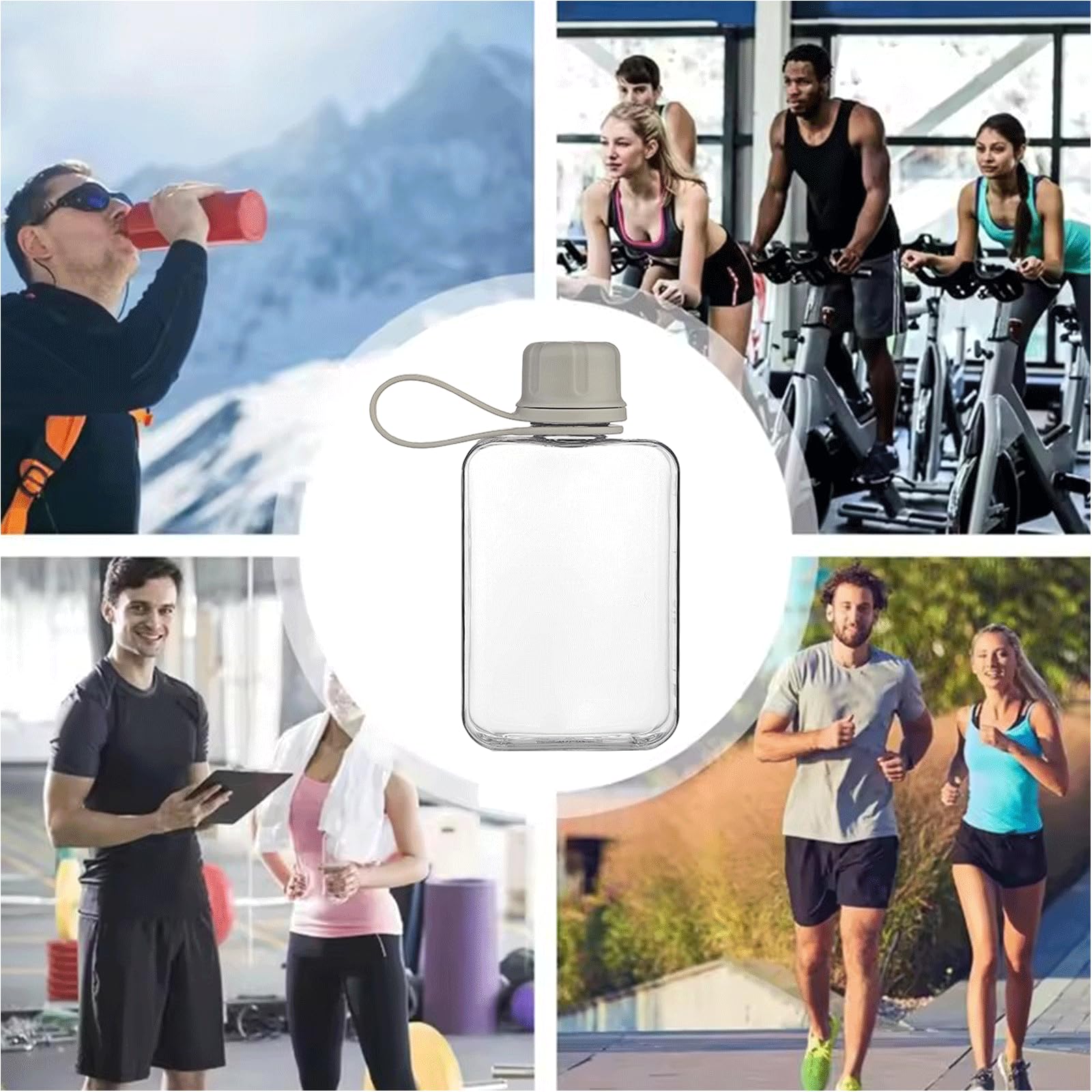 Flat Oval Water Bottle – 17 Oz BPA-Free Tritan Plastic, Portable Travel Bottle For Fitness, Camping, Office (Blue)