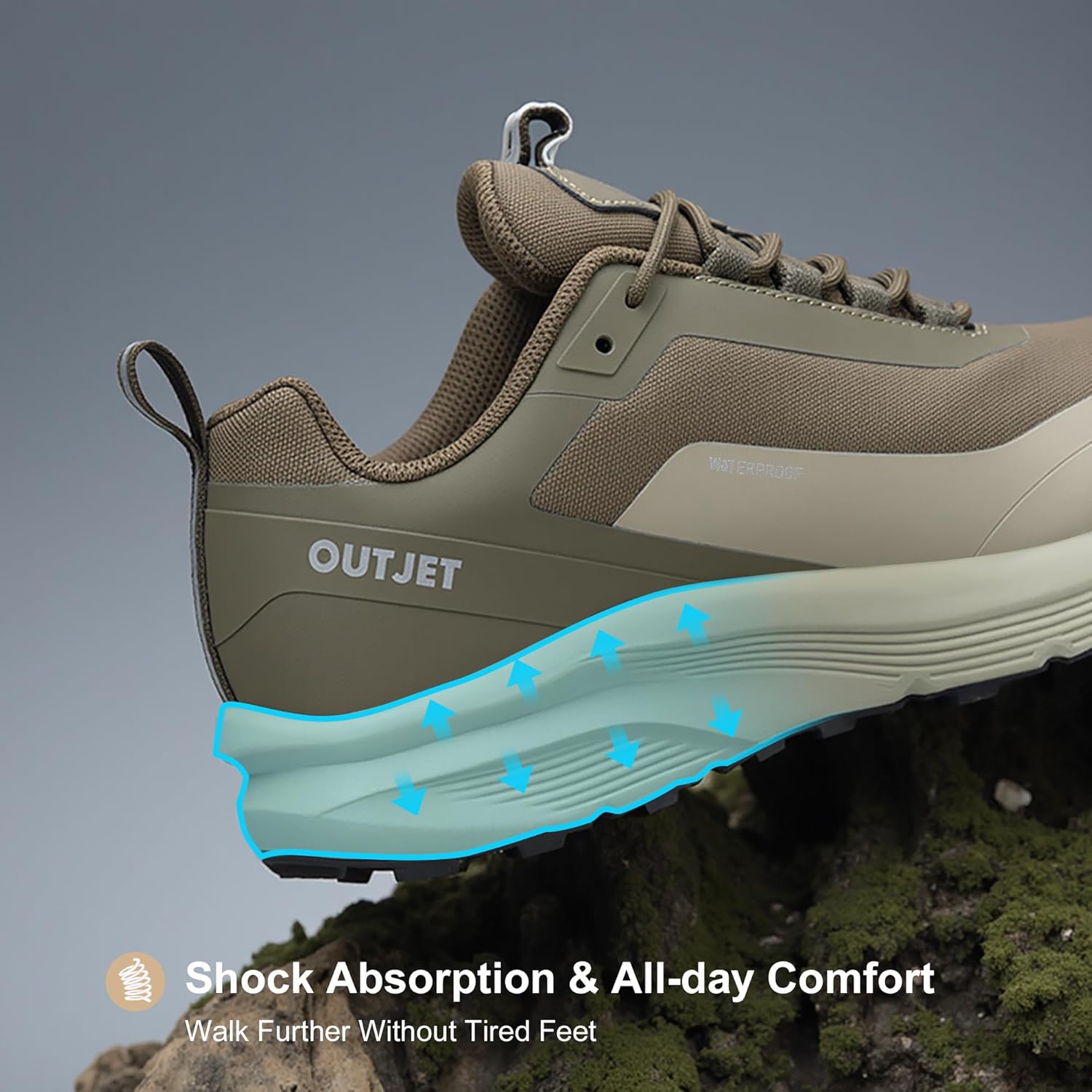 OUTJET Waterproof Hiking Shoes for Men Lightweight & Breathable Walking Sneaker for All-Terrain Outdoor - Image 5