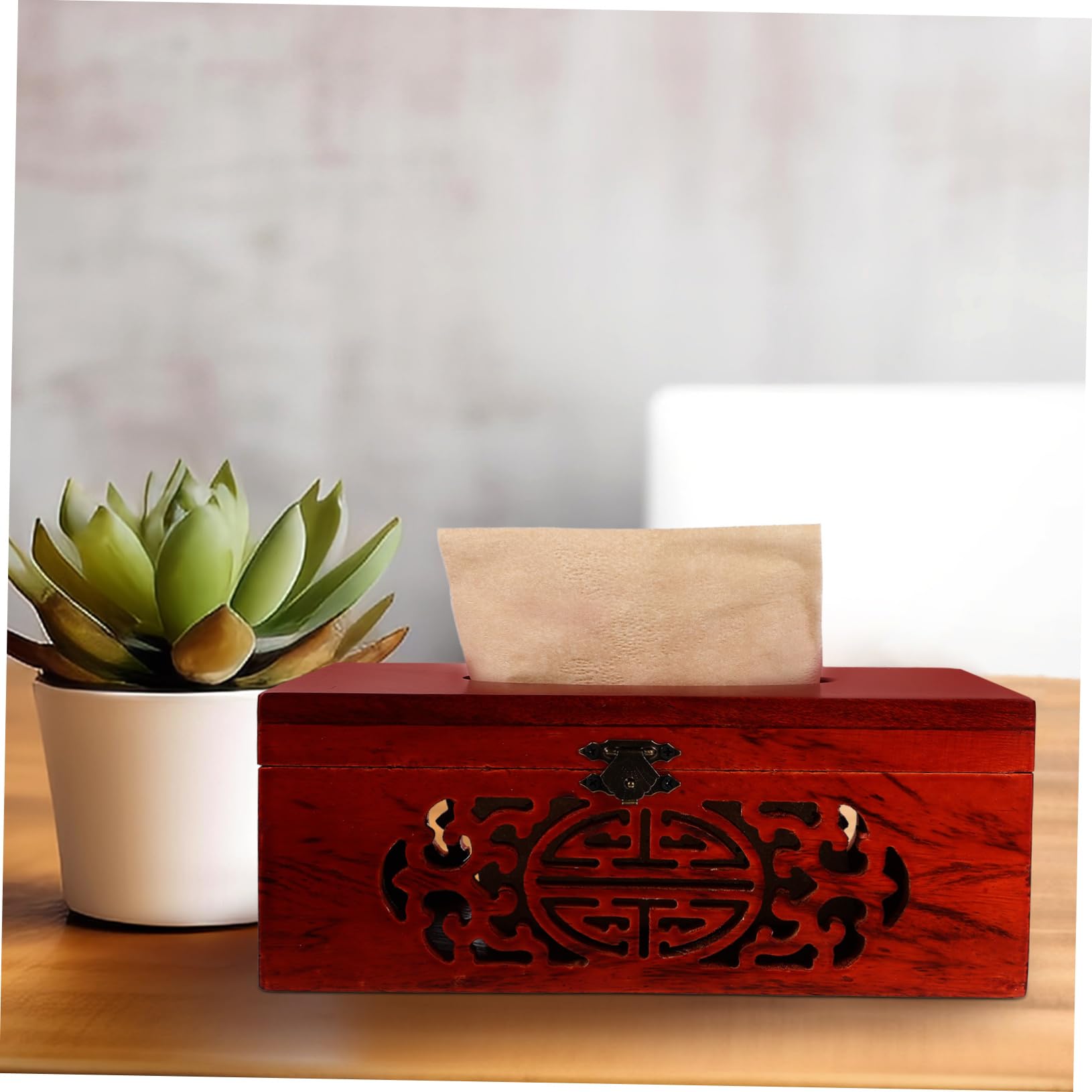 Holz Taschentuchbox Groß, Rot, für Papiertaschentücher