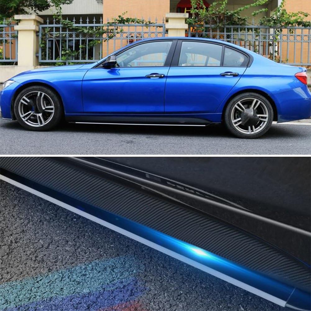 Jupes Latérales 2 Pièces pour BMW 1 3 4 5 6 Série F30 F35 F31 Décalcomanies Voiture Jupe Latérale Bas Caisse Bande Autocollants Carrosserie Accessoire(Carbon Fiber Black)