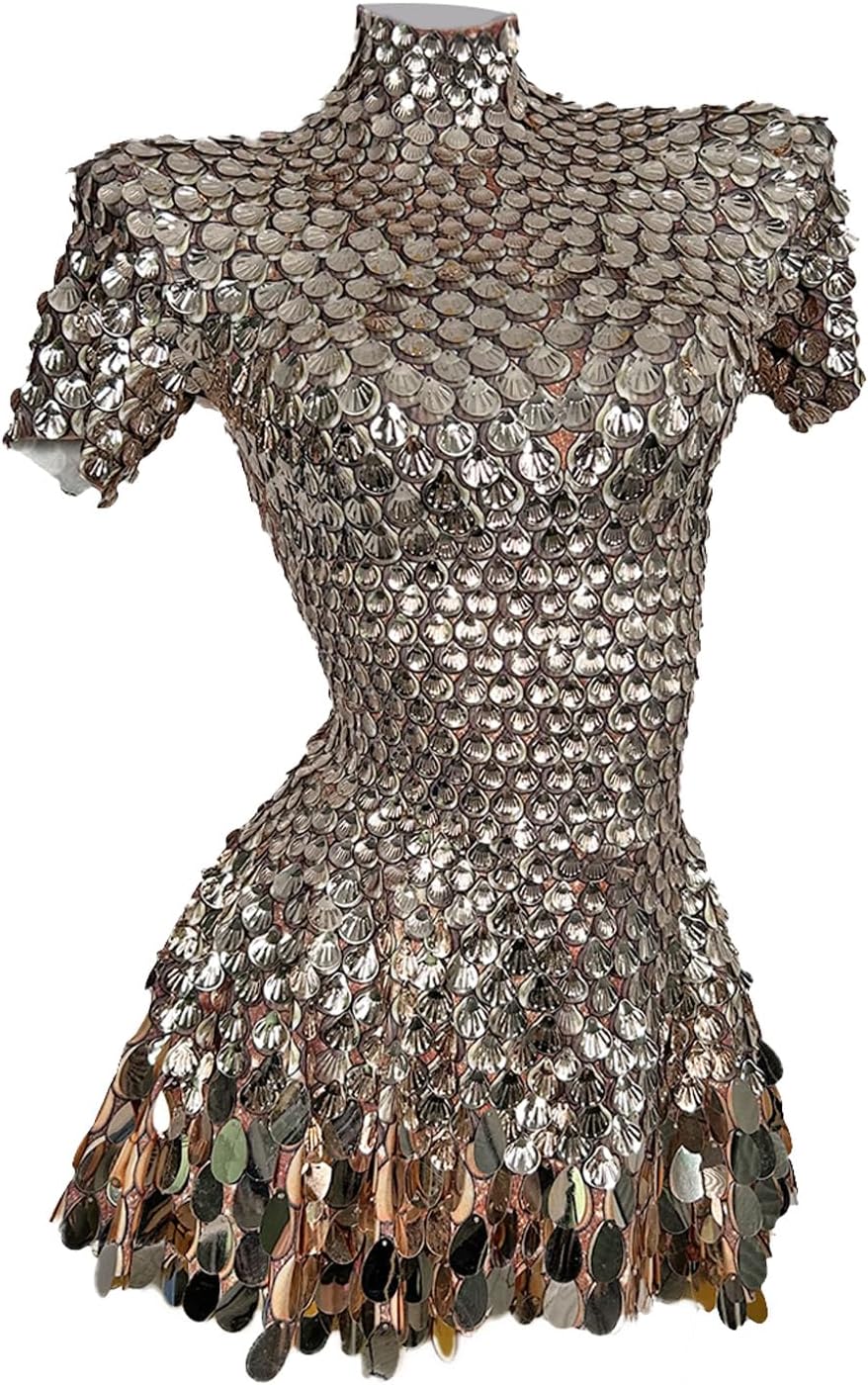 Women Glitter Sequin Prom Dress Stage Show Wear Celebrate Birthday Party Dresses Nightclub Performance Latin Dance Costumes