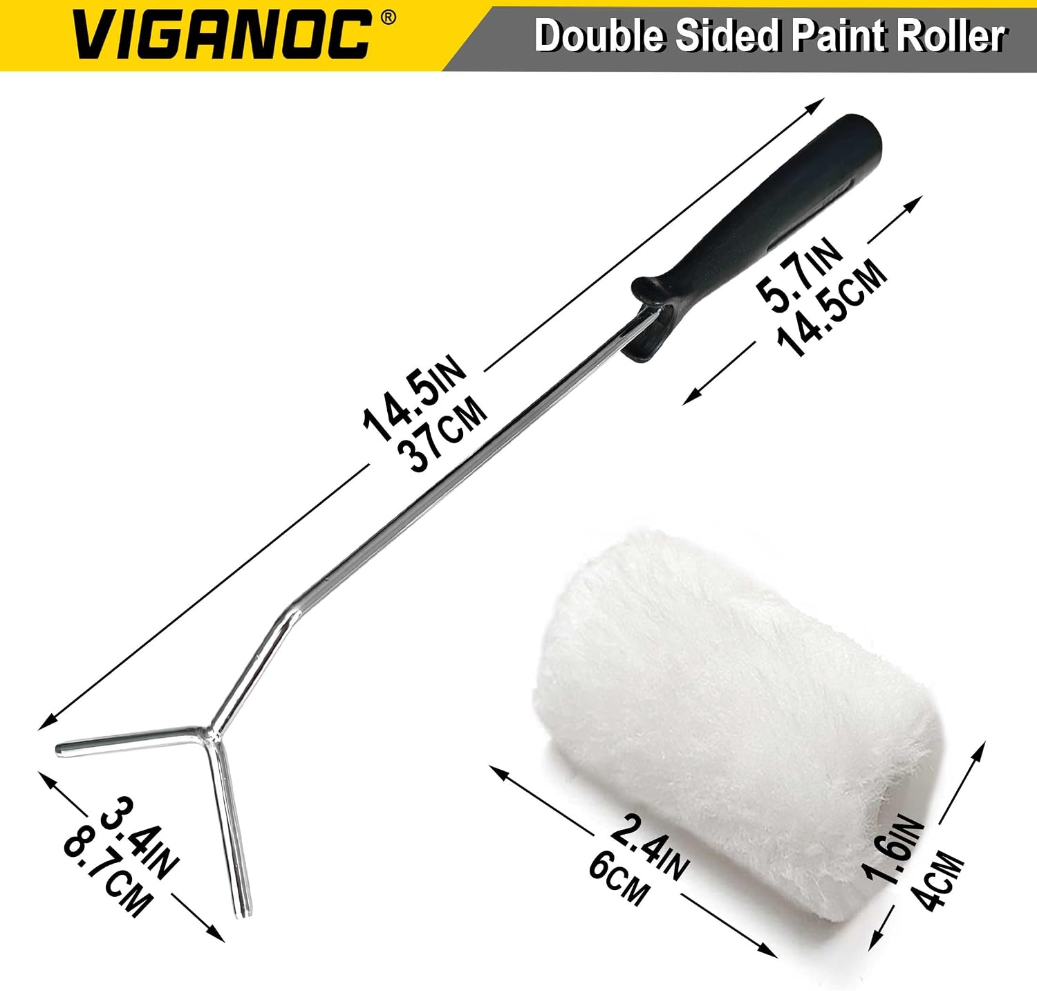 Small Double Roller Brush, Paint Roller Covers, Paint Rollers Naps, House Painting Supplies Covers, Roller Frame and Paint Roller Kit for Stair Balusters, Fences, Pipes, Tube, etc.