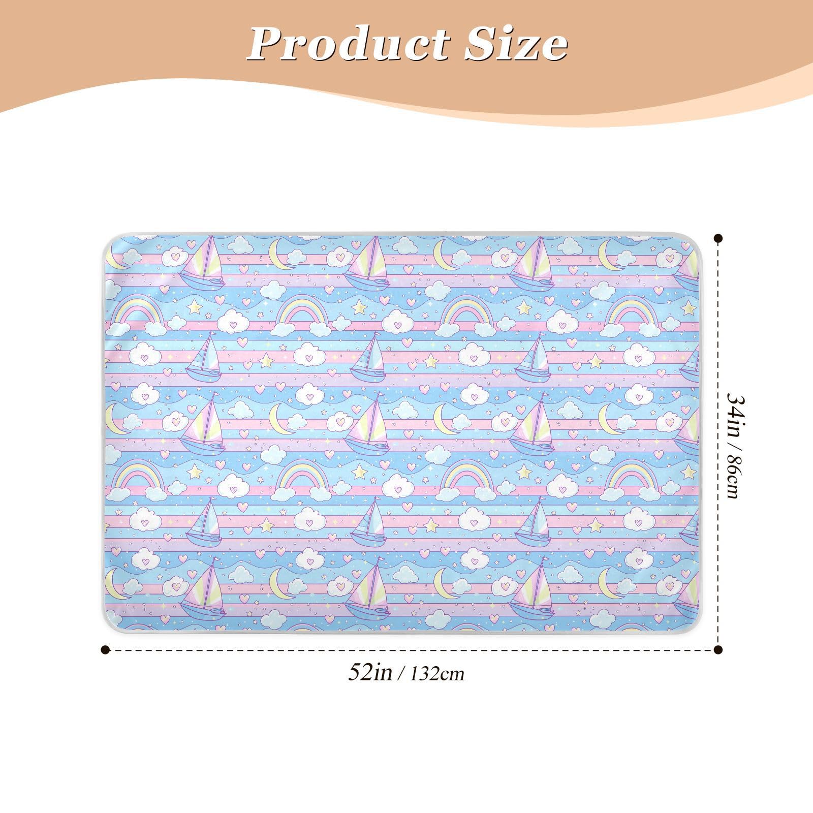 Sailboat Island Cartoon Bed Underpads Waterproof Washable Potty Training Skin-Friendly Diaper Pads for Baby Boys Girls , 52