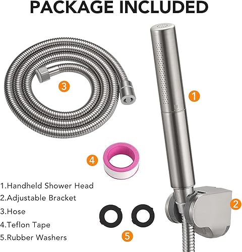 Miniatura 8 de BESy Juego de cabezal de ducha de mano 2 en 1 de latón de alta presión de 7 pulgadas, varita de ducha de mano de alto flujo con manguera de 59