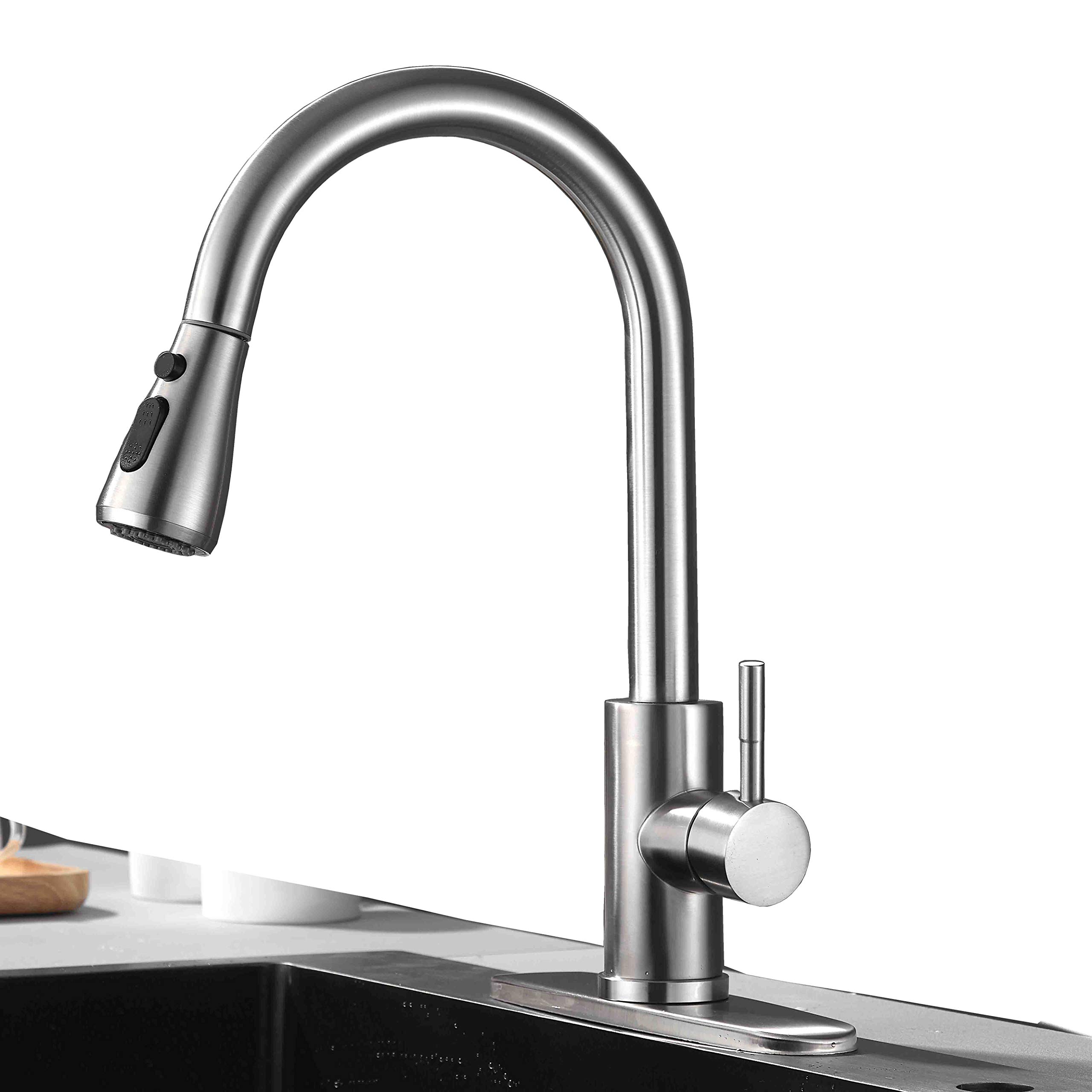Faucet for Kkitchen Sink Deck Mounted 1 Or 3 Hole with Pull Down Sprayer Single Handle