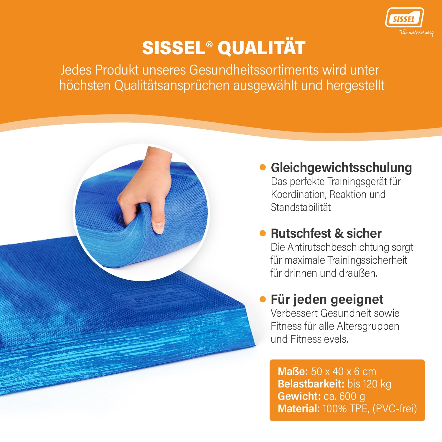 SISSEL Balance Pad Balancekissen | Schaumstoffmatte für Gleichgewicht & Koordination | Rutschfestes Balance Kissen für Training & Therapie | Belastbar bis 120 kg | Gleichgewichtskissen | Stehmatte