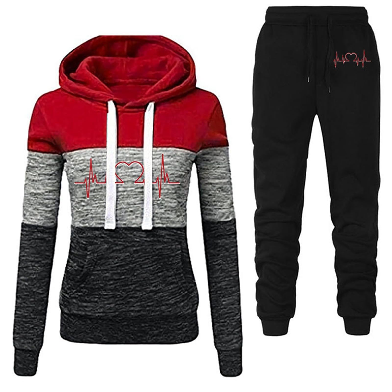 Jogginganzug Damen Weste Damen-Trainingsanzug mit Farbblockmuster Kleidung Elegant