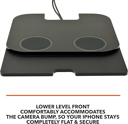 Miniatura 5 de Cargador de teléfono inalámbrico dual para Lucid Air, compatible con MagSafe iPhone 15, 14 - Almohadilla de carga rápida con reposabrazos, bandeja