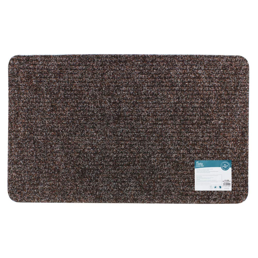 JVL 01-229BR Delta Ribbed Lightweight Indoor Entrance Door Mat, Brown, 80 x 50 cm, 50 x 80 cm (Rectangular)