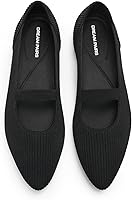 DREAMPAIRS Women's Knit Mary Jane Flats - Breathable Pointed Toe Ballet Flats, Cushioned Comfort for Work & Office