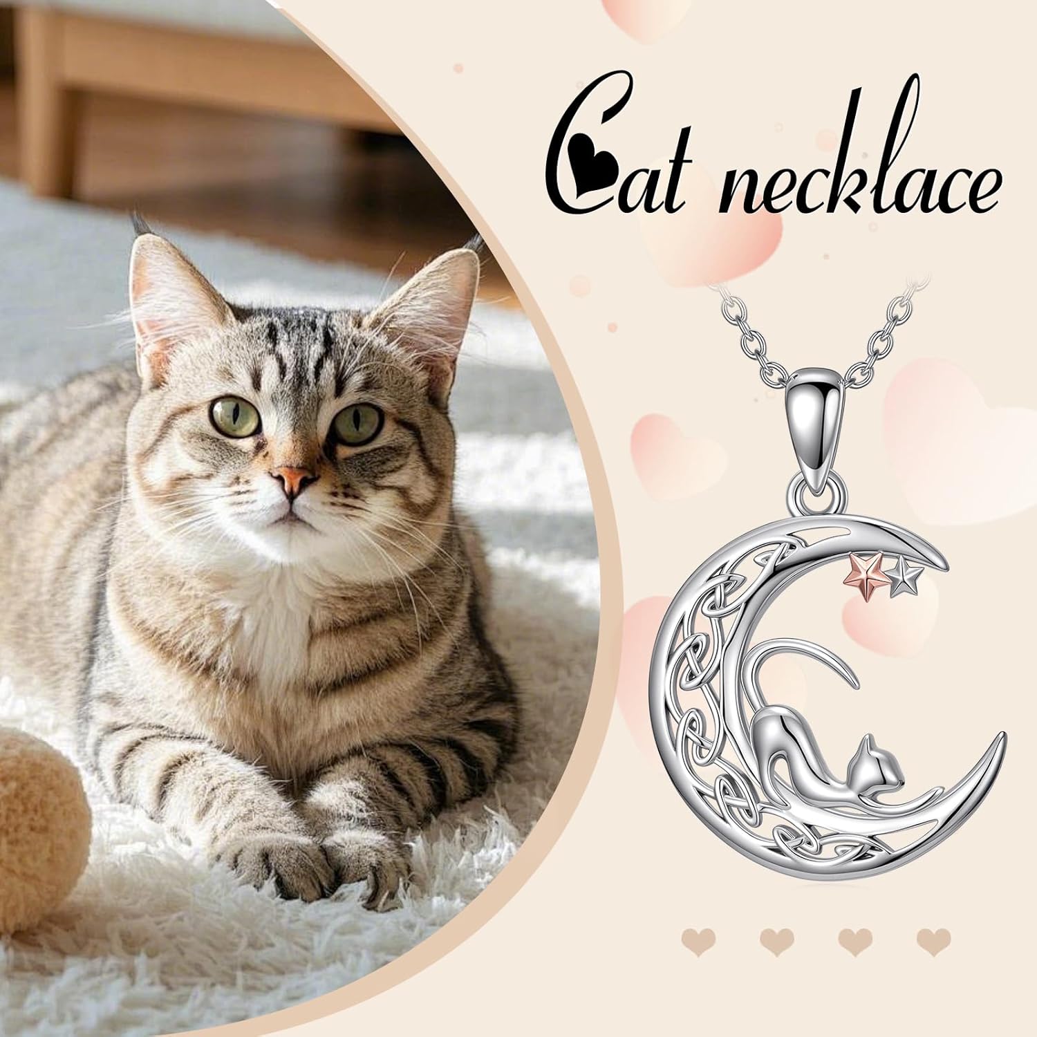 YYB Dog/Cat/Owl/Polar Bear/Dachshund/Crow/Fox Necklace for Women 925 Sterling Silver Celtic Moon Pendant Jewelry Valentines Day Gifts for Her - Image 5