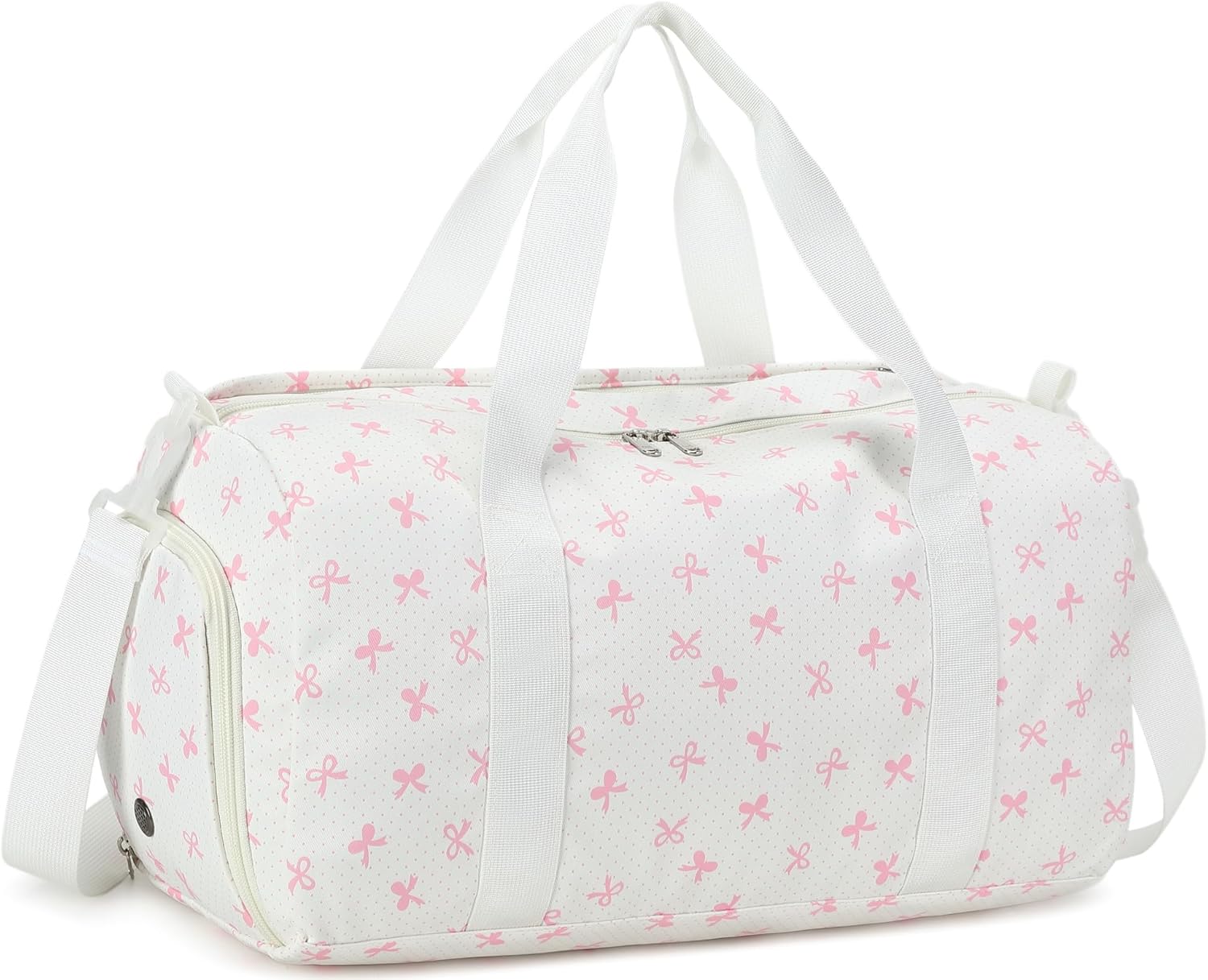 BTOOP Duffle Bag for Girls Kids Gym Sports Women Workout Travel Bag Weekender with Shoe Compartment and Wet Pocket (Pink Bow)