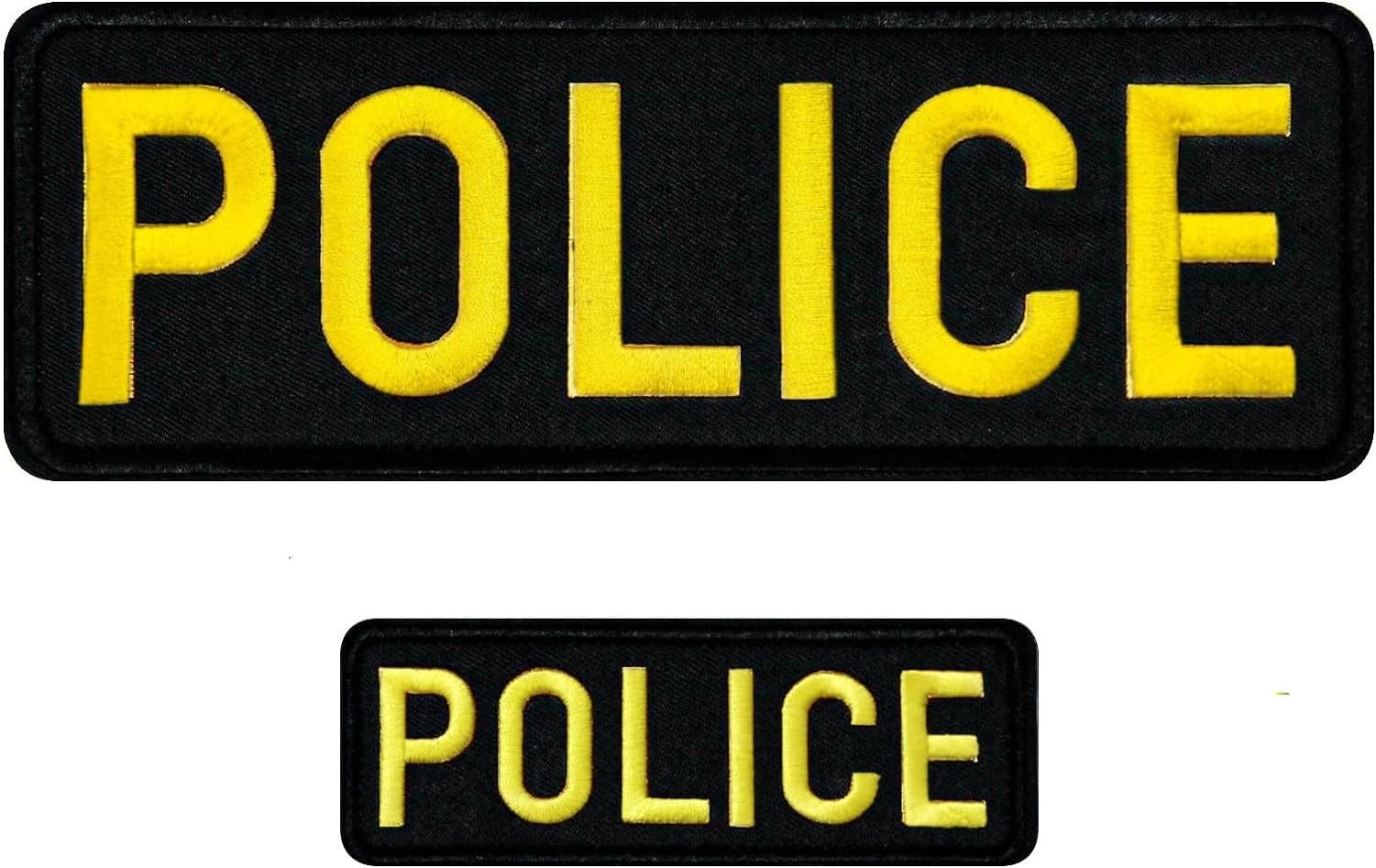 Embroidered Police Patch | Police Patch for Vest | (2 Pack) with Hook & Loop for Tactical Vest Uniforms and Jacket (Yellow)