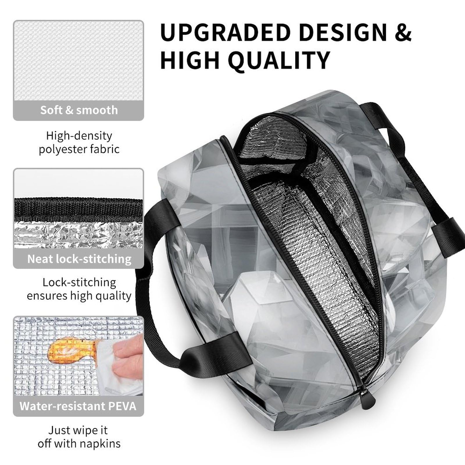 Amazon.com: QMKVBSN Insulated Lunch Box White And Silver  display picture 1