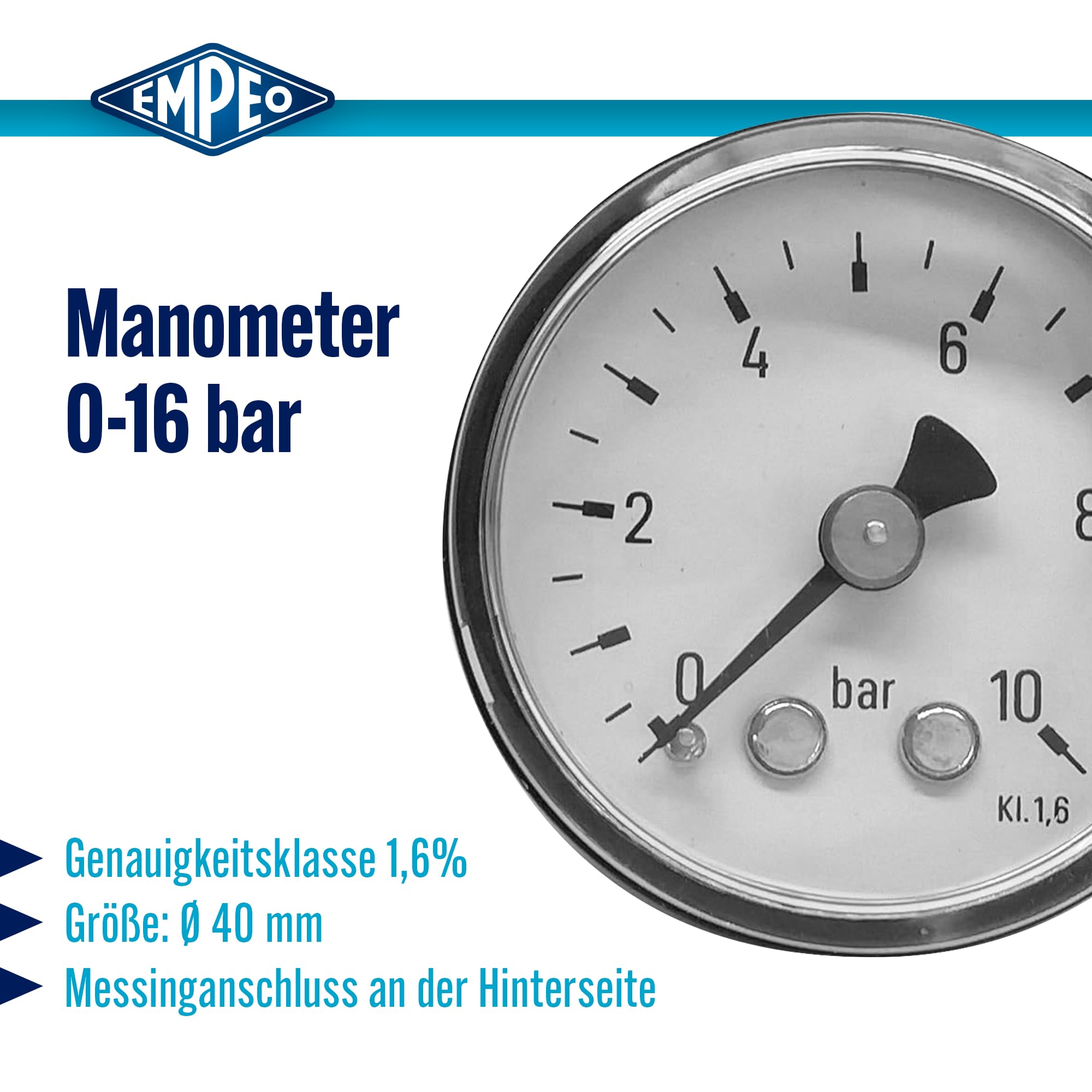 Manomètre 1,6 Bar 40mm G1/8 - Précision Et Fiabilité Pour Mesure De Pression