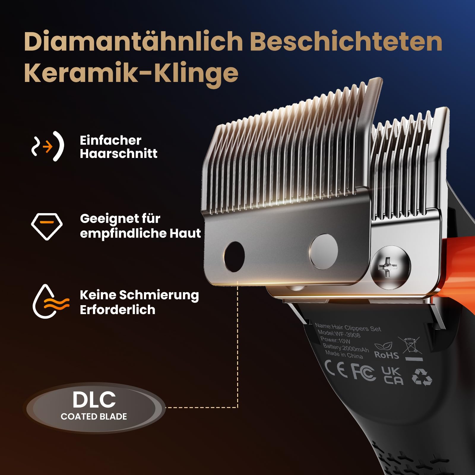MAXGROOM Haarschneidemaschine Profi Set mit 9000 U/min Magnet-Motor, Diamantähnlich Beschichteten & Keramik-Klingen Haarschneider, Einstellbares Zero-Gap Konturen Haartrimmer, Akku, LED-Anzeige