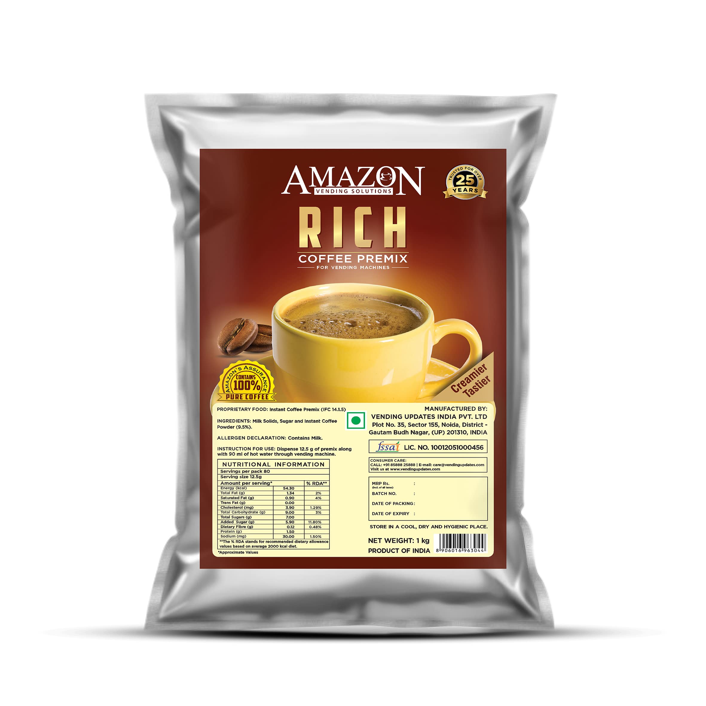 Amazon 3 in 1 Instant Rich Coffee Premix Powder 1 kg Pack for Vending Machine | Manual Use (B07MR6BWQ7) Amazon Price History, Amazon Price Tracker