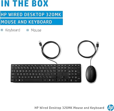 HP 320MK Wired Desktop Mouse and Keyboard Combo (9SR36AA)