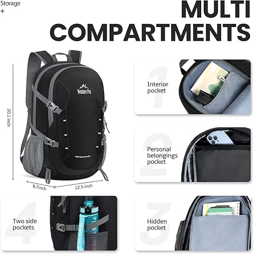 Miniatura 3 de Venture Pal - Mochila de 40 L, ligera y plegable, para senderismo y viajes A5-negro