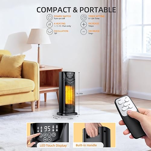 Miniatura 3 de Calentador de espacio, calor portátil con 3 modos, para sala de estar, dormitorio