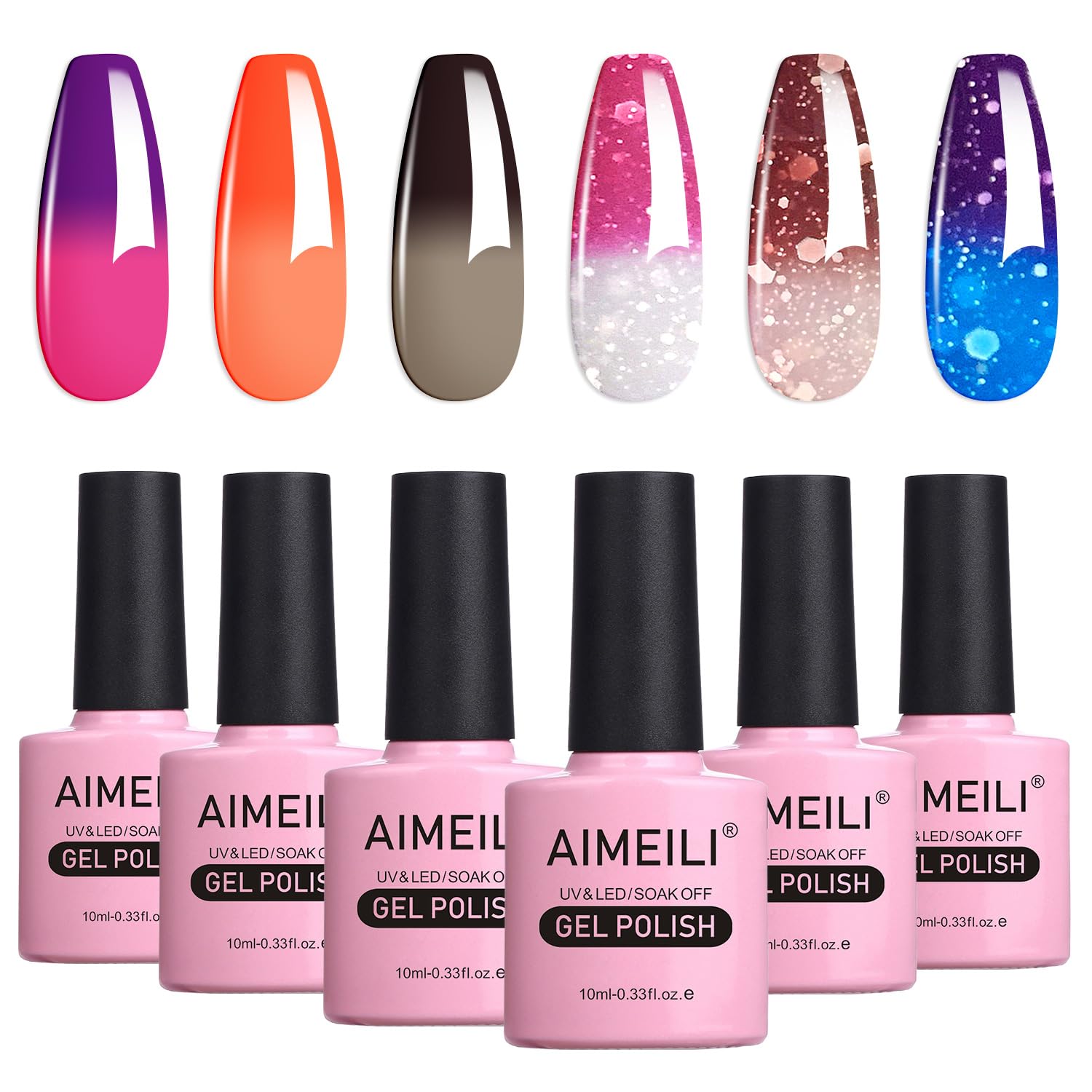 AIMEILI Soak Off UV LED Gel Nail Polish Multicolor / Mix Color / Combo Color Set Of 6pcs X 10ml - Kit Set 13-image-36