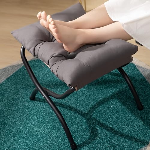 Miniatura 98 de HollyHOME Taburete reposapiés plegable de 15 pulgadas de alto, otomano plegable pequeño tapizado, taburete acolchado para sofá para silla perezosa,