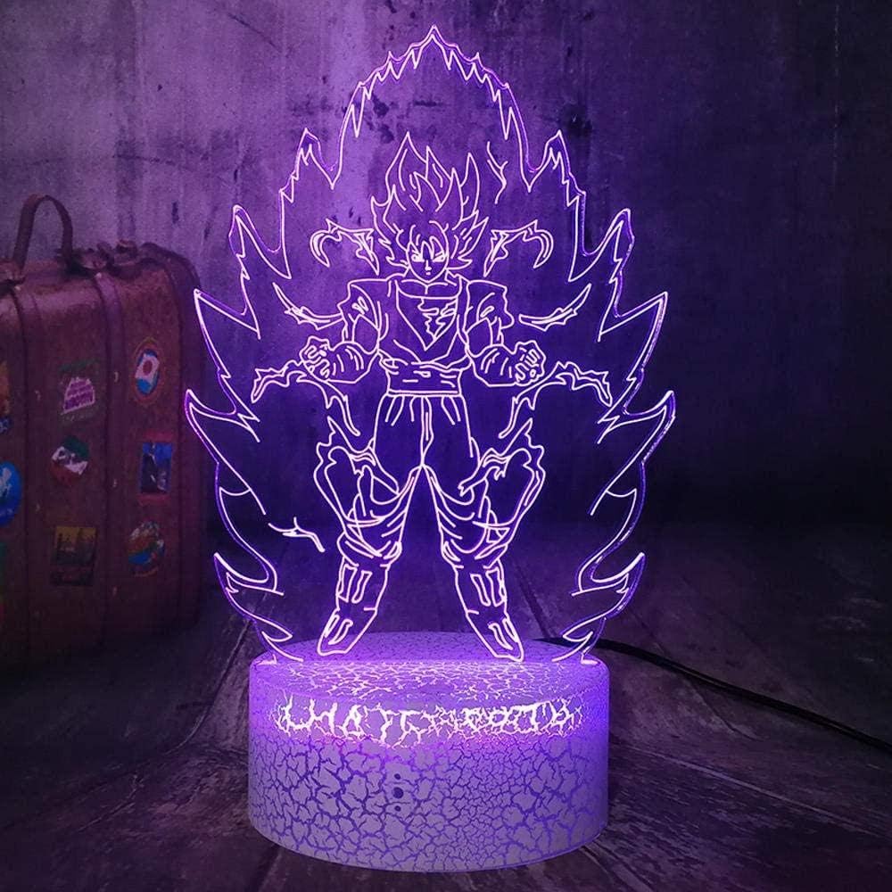 3D Illusion Lamp Led Night Light Dragon Ball Z Fire Son Goku Vegeta Action Figures Toys Saiyan Acrylic Crackle White Table Home Decor Gift