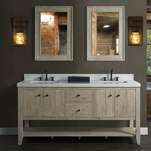 Miniatura 5 de Juego de 2 candelabros de pared, portavelas rústico para decoración del hogar, portavelas de madera montados en casa de campo con luces,