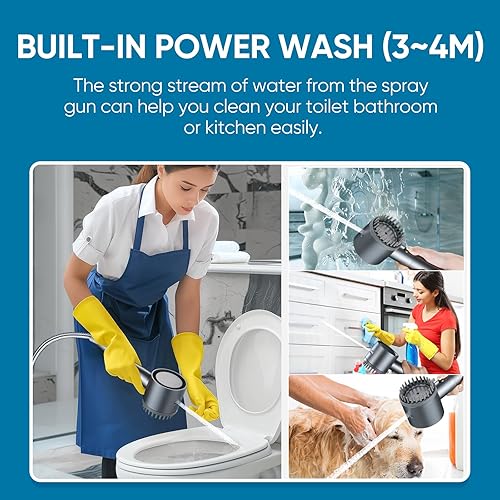 Miniatura 5 de Cobbe Ion Drops - Cabezal de ducha filtrado con mano, alta presión 4+1 modo de pulverización con filtros, lavado eléctrico integrado para agua dura,