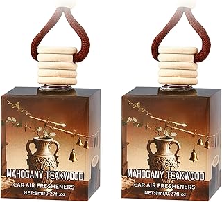 Car Air Freshener Diffuser, Car Fresheners Long Lasting, Hanging Car Scents Air Freshener, Essential Oil Diffuser, Teakwood & Mahogany Fragrance Oil, 8ml*2pcs