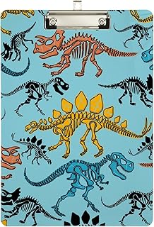 Portapapeles acrílicos de dinosaurios de colores sobre azul, portapapeles acrílicos para aula, oficina, enfermería, tamaño carta A4