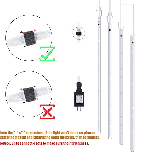 Miniatura 6 de Luces de lluvia de meteoritos al aire libre, 11.8 pulgadas, 8 tubos 192 luces LED, luces de nieve impermeables de meteorito, luces de lluvia