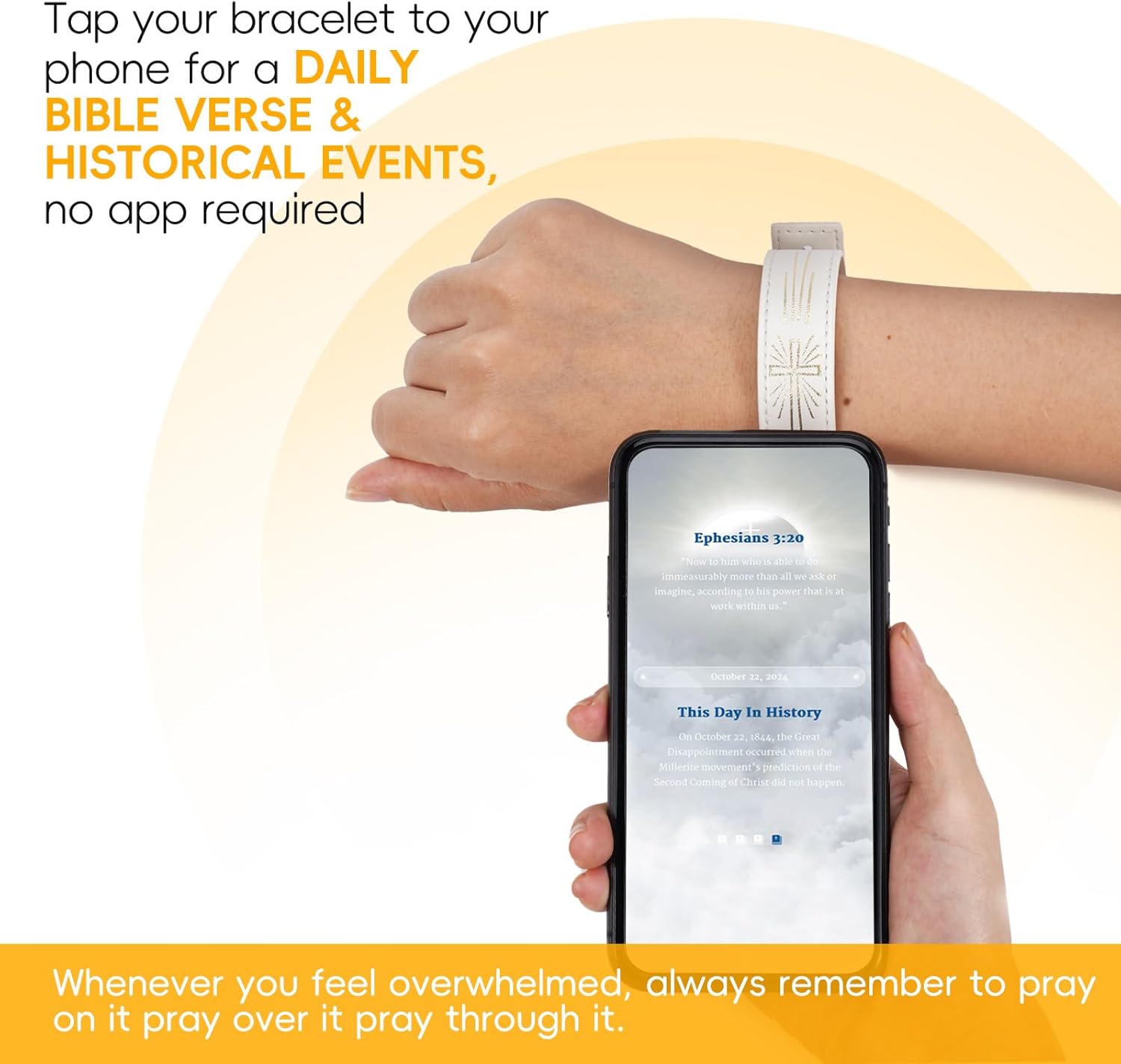 Christian Bracelet with Daily Bible Verse Leather Cross Bracelets for Women Men Inspirational Daily Bible Verse Bracelets with Tapping Phone Devotional Bracelet Christian Gifts - Image 2