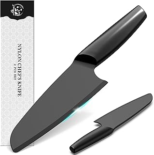 AILUROPODA 2 PCS Nylon Knife for Nonstick Pans Nylon Knife Set for Cutting Fruits, Veggies and Bread Black