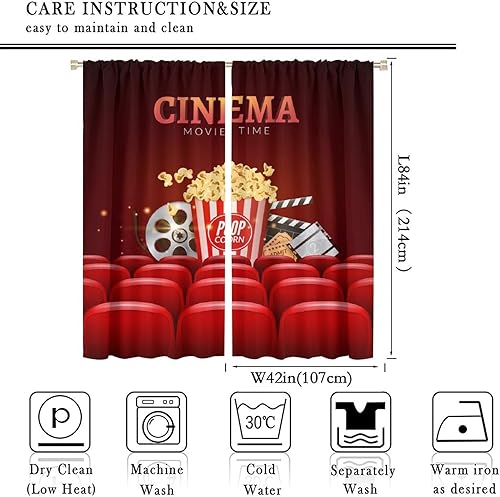 Miniatura 161 de Cortinas opacas para cine en casa, diseño retro moderno, tiras de película de palomitas de maíz para cámara de película, bolsillo para barra,