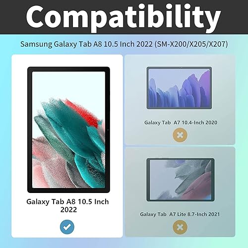 Miniatura 2 de RAUEDWDJS Funda portátil de rotación de 360 grados para Samsung Tab A8 de 10.5 pulgadas 2022 (SM-X200X205X207), Galaxy Tab A8, cubierta protectora