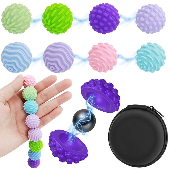 硅胶摩擦球减压玩具8件装感官训练儿童成人放松焦虑注意力辅助玩具