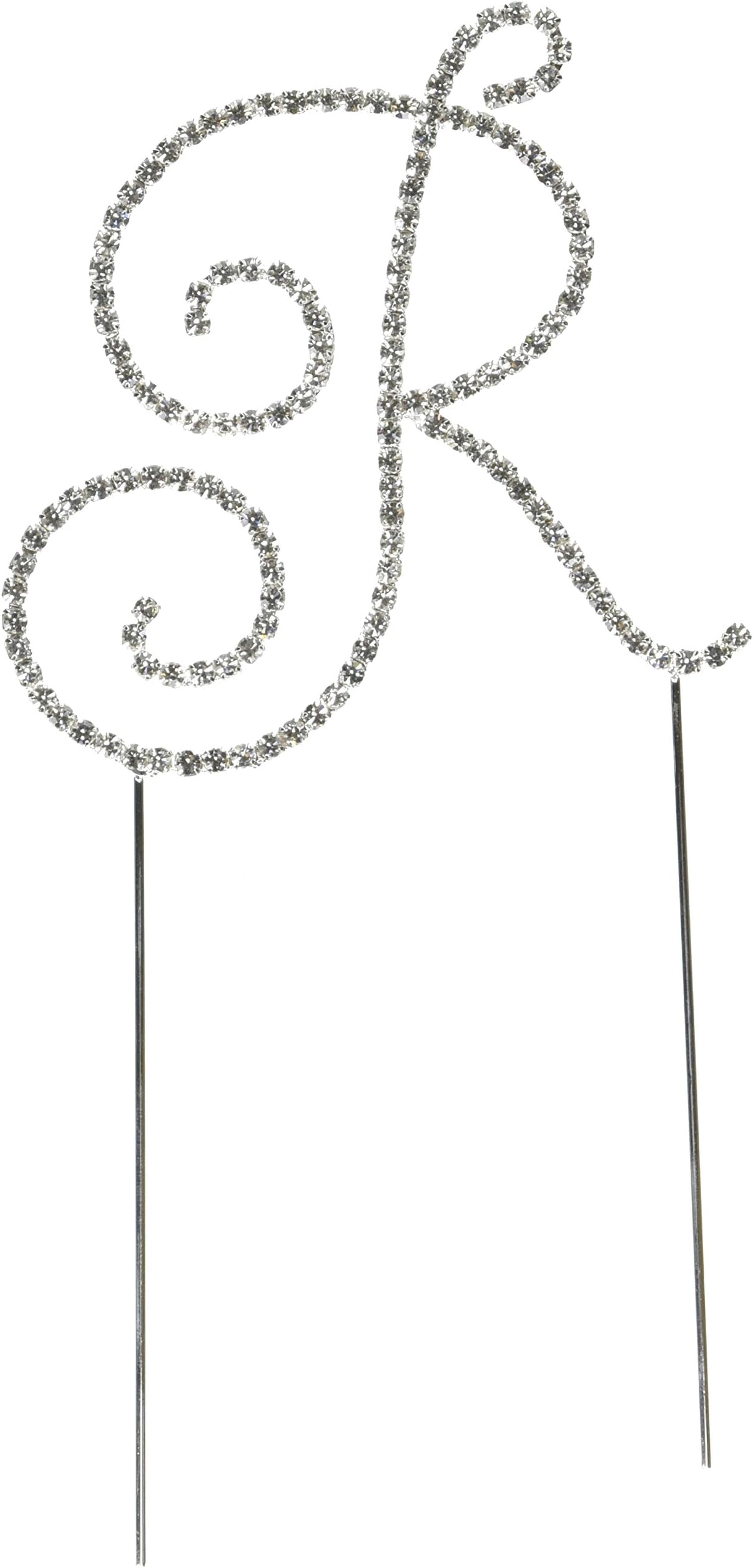 Simply Elegant Crystal Rhinestone Letter-R Wedding Cake Topper, Silver