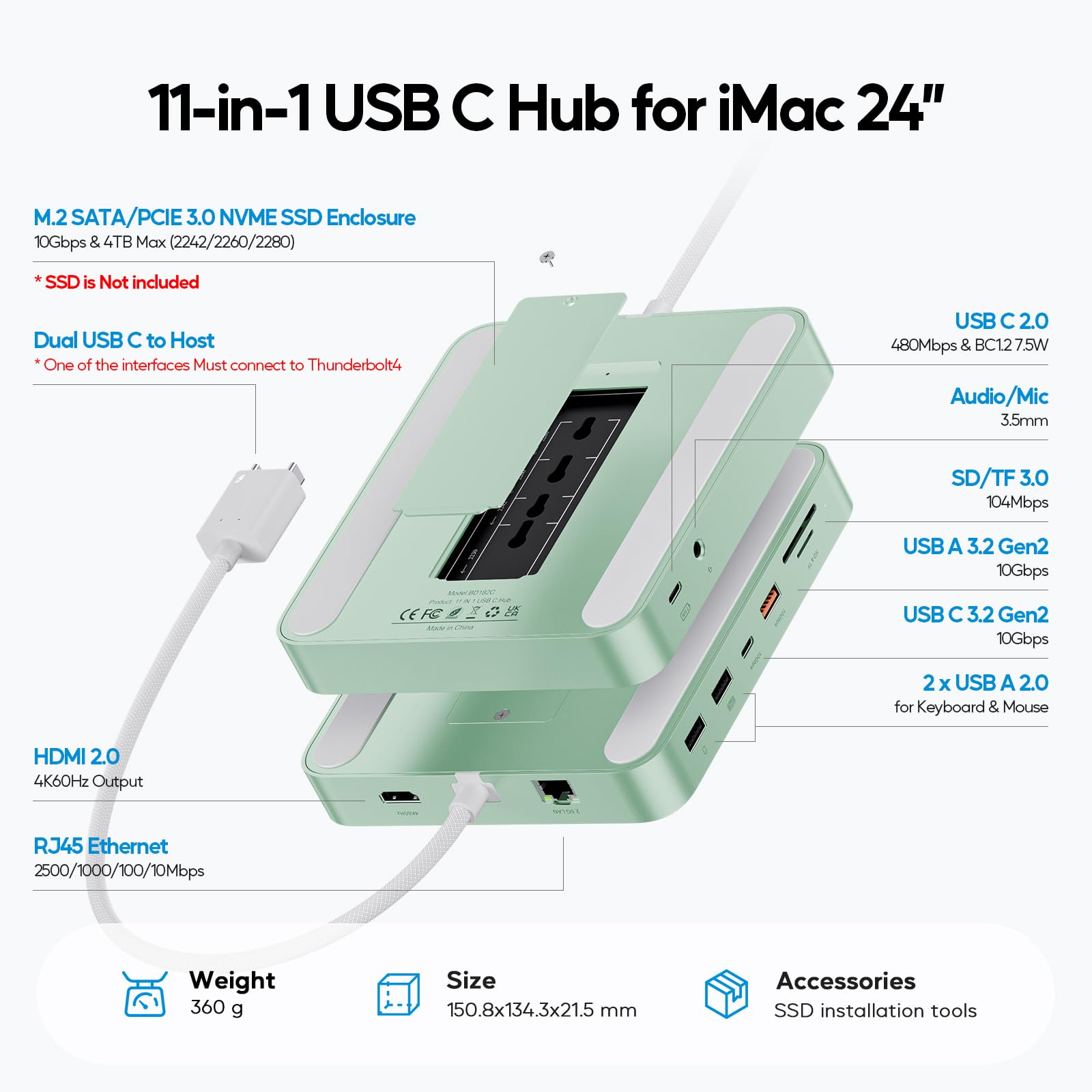 Amazon.co.jp: PULWTOP 11 in 1 USB C Hub iMac 24 inch 2021 2023