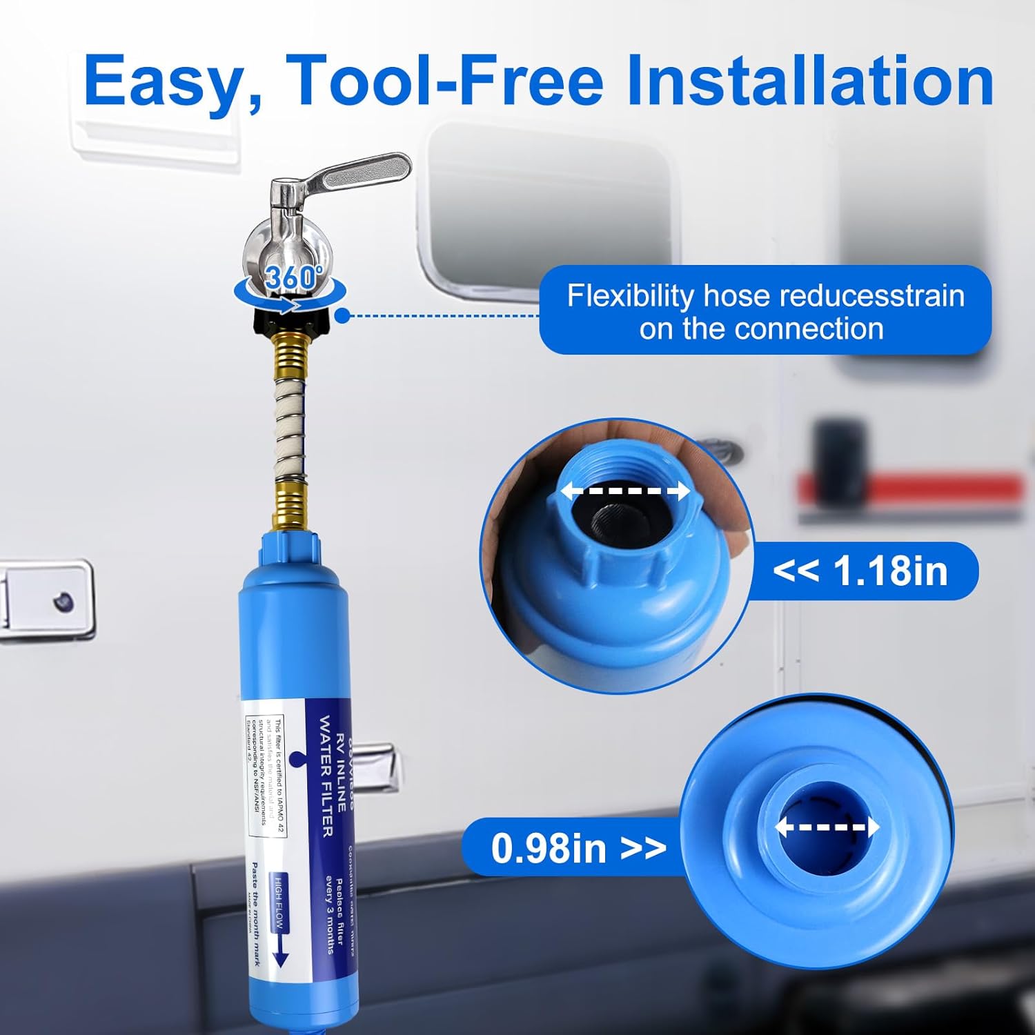 RV Water Filter, 2-Pack, Inline Hose Filter, NSF Tested Lead-Free image 5