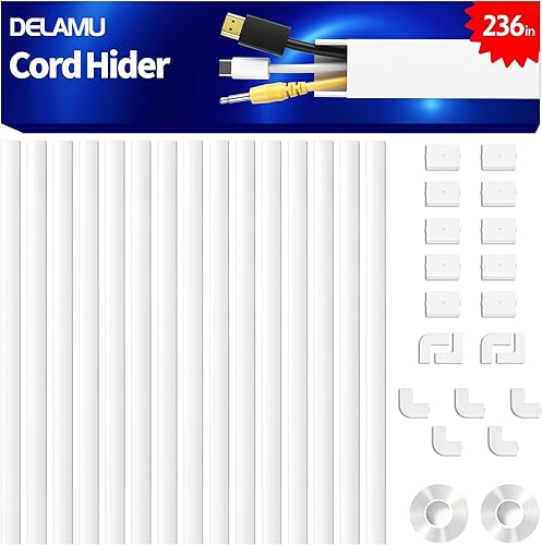 Delamu Ocultador de cables, cubiertas de cable para cables en la pared, cubiertas de alambre para cables en la pared, ocultador de cables de TV para