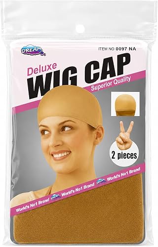 2 Pack Beige Wig Caps for Wigs Stretchy Hair Net Caps for Women